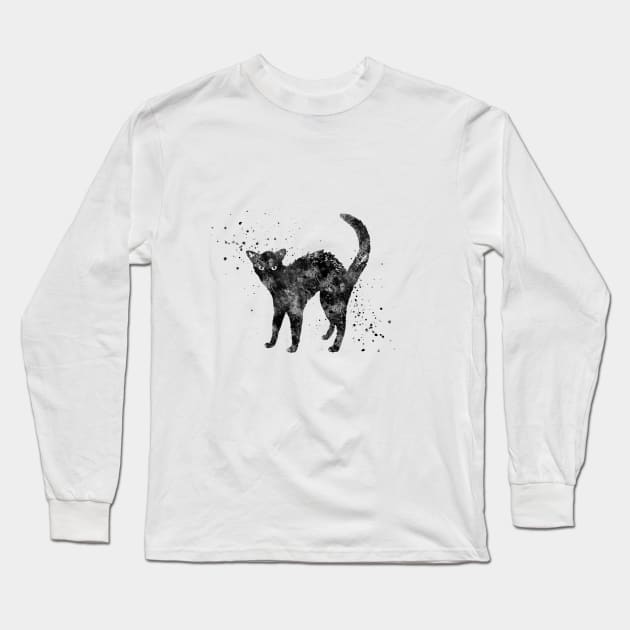 Bristly black cat Long Sleeve T-Shirt by RosaliArt